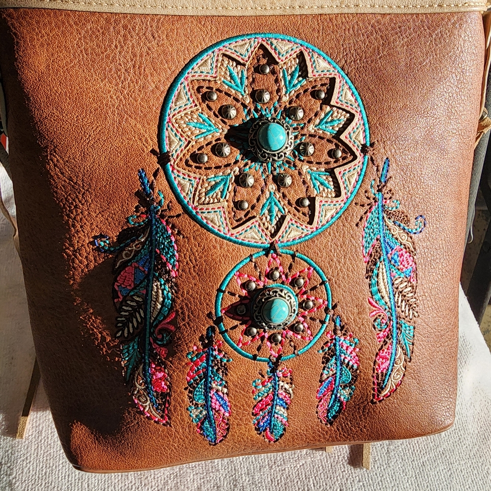 Montana West Crossbody Bag Dream Catcher Concealed Carry Purse Brown NEW